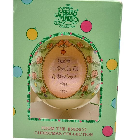 Precious Moments Glass Ornament 1994 Youre As Pretty As A Christmas Tree VTG - Picture 2 of 10